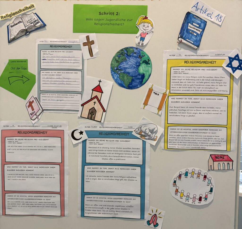 Plakatwand zum Projekt Religionsfreiheit – was ist das eigentlich?